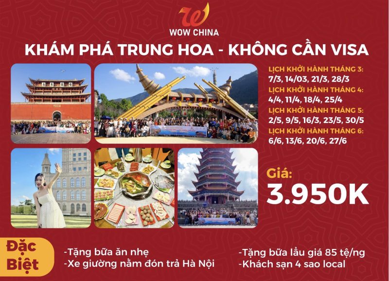 Tour Trung Quốc Phám phá Trung Hoa không cần visa